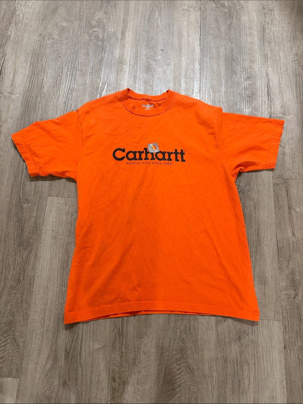 Carhartt Short Sleeve Logo Tee in High-Visibility Orange